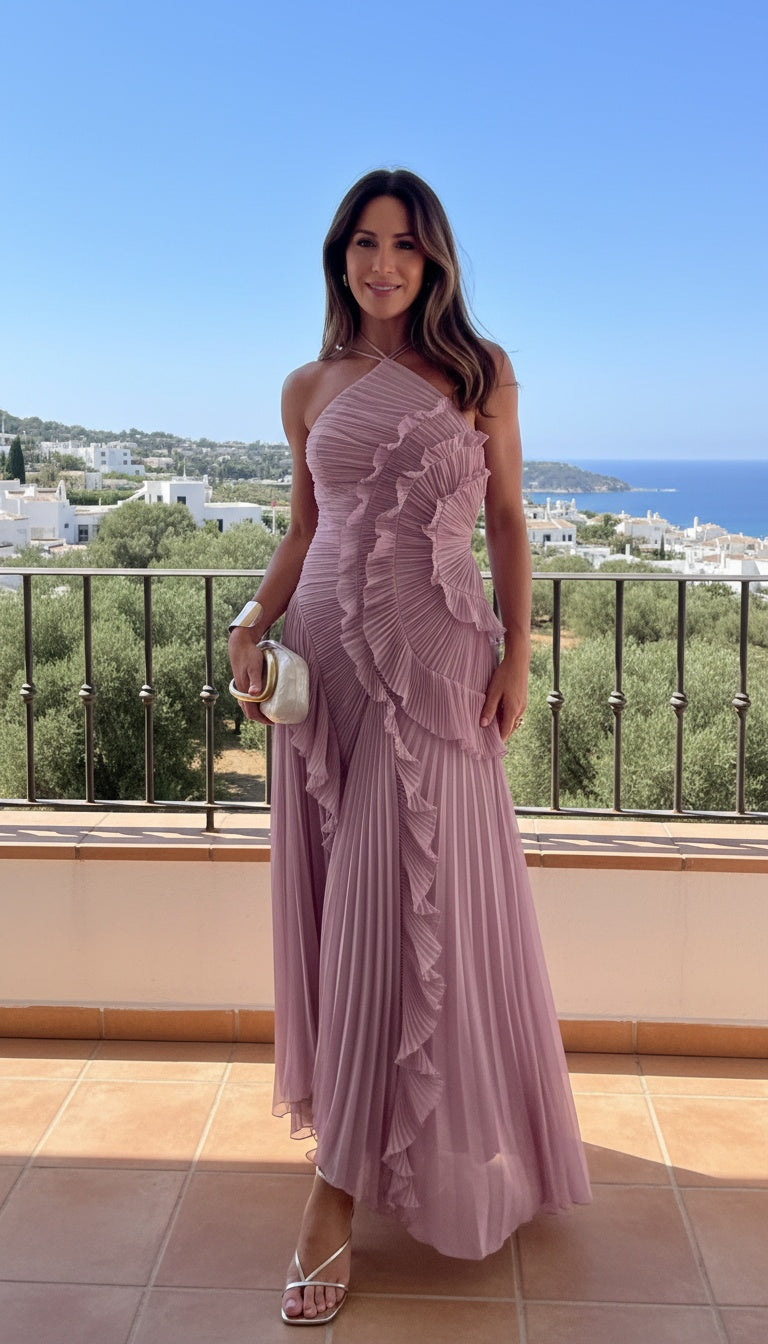 Rosa - Vestido Largo Plisado